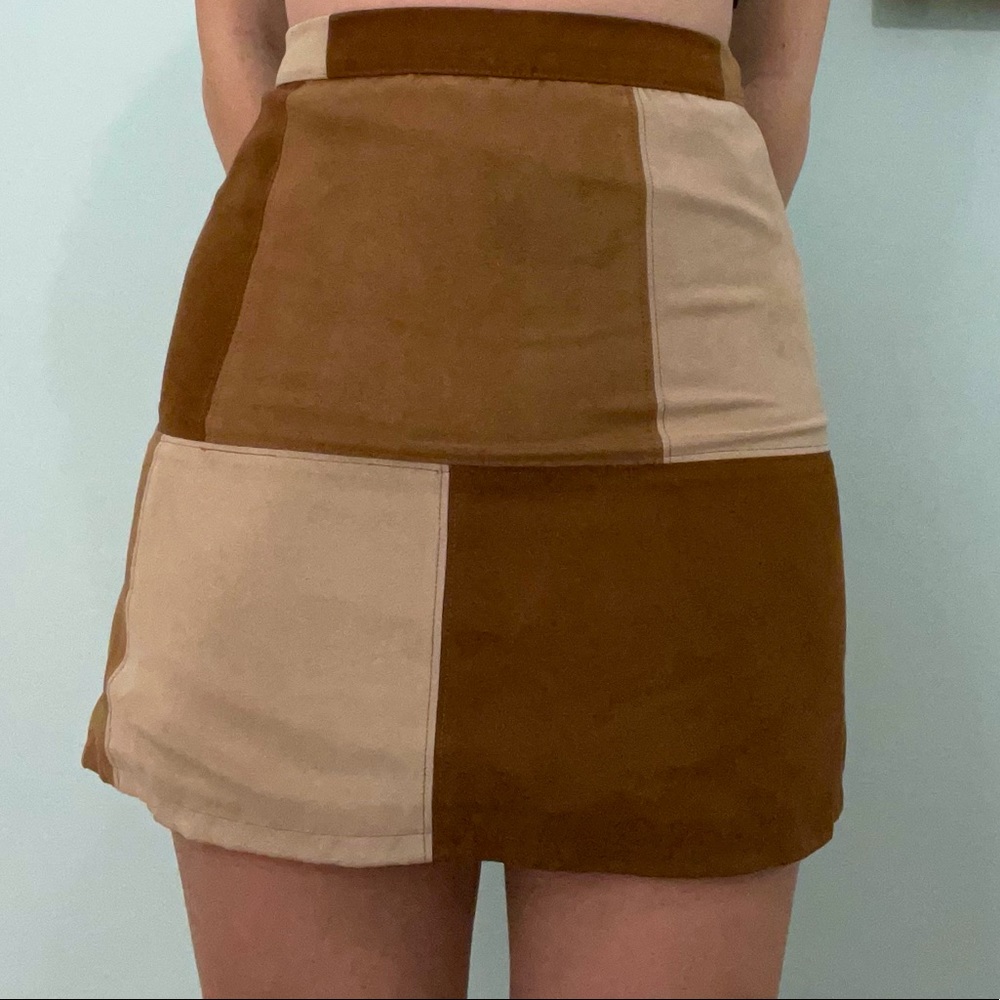 Hollister Brown Color Blocked Mini Skirt- Size 0